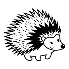 Cute cartoon hedgehog with spiky quills and a friendly smile silhouette