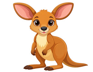 Baby Joey Standing Alone with Oversized Ears and Curious Eyes, Cute Animal Illustration, Isolated PNG