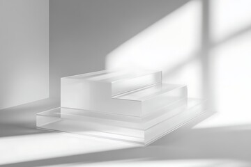 Minimalist Product Display: Clear Acrylic Blocks in Sunlight