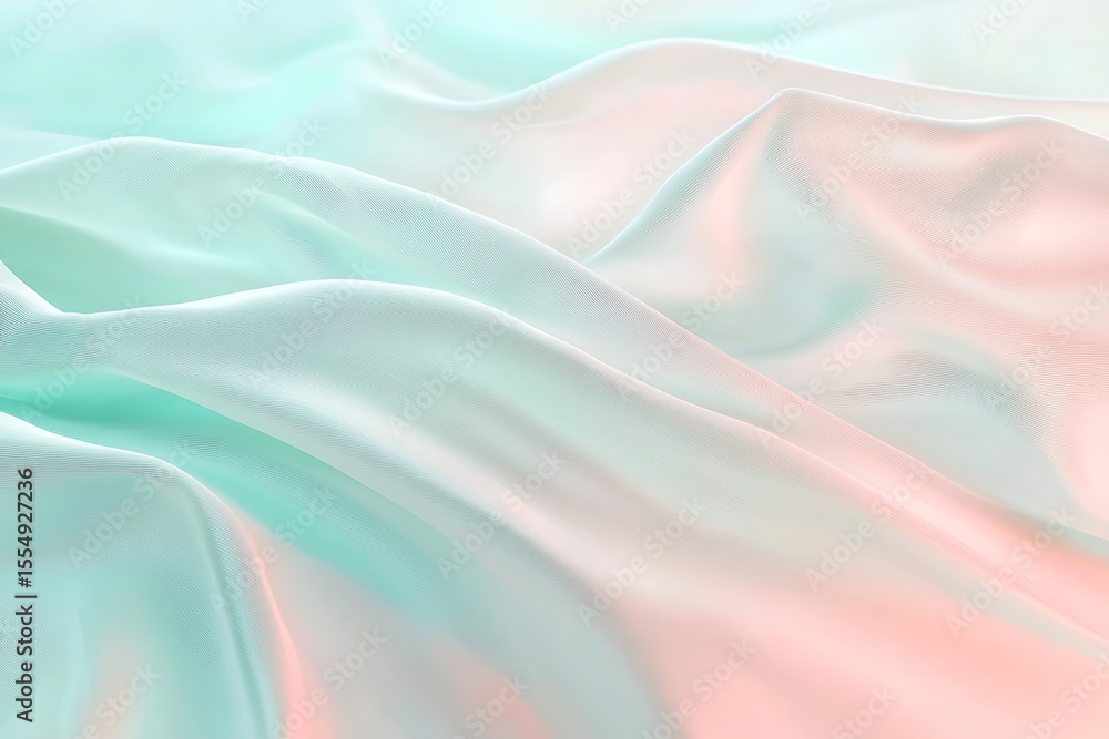 Poster elegant abstract waves of silk fabric with soft pastel colors and smooth texture background