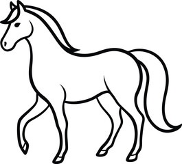 Stylized Outline of Horse in Motion with Elegant Flow