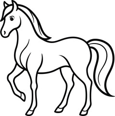 Dynamic Side View Horse Vector with Minimalist Line Details
