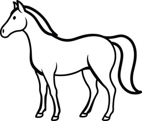 Obraz premium Minimalist Vector of Standing Horse with Elegant Features
