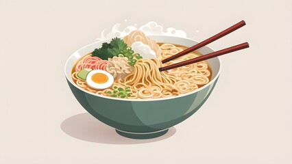 Ramen Bowl with Chopsticks on Top