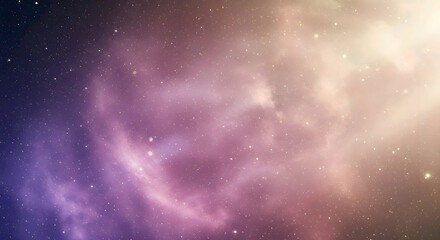 A vibrant, starry galaxy with swirling purple and pink hues, illuminated by a bright light.