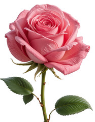 Elegant pink rose flower isolated on transparent background