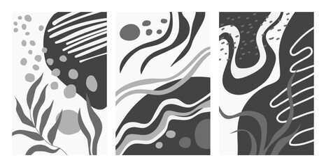 Obraz premium Dynamic abstract black and white backgrounds with organic shapes, lines, and dots perfect for contemporary design, posters, or digital art projects vector illustration