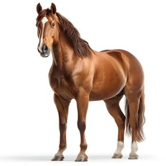 Obraz premium Majestic chestnut horse standing in a studio setting