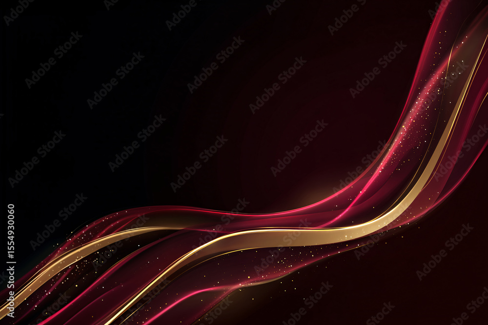 Canvas Prints luxury abstract shiny burgundy wave with gold on dark background. design element. diagonal. elegant 
