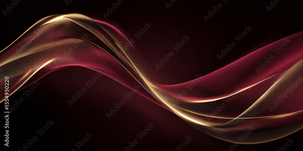 Canvas Prints luxury abstract shiny burgundy wave with gold on dark background. design element. elegant gradient g