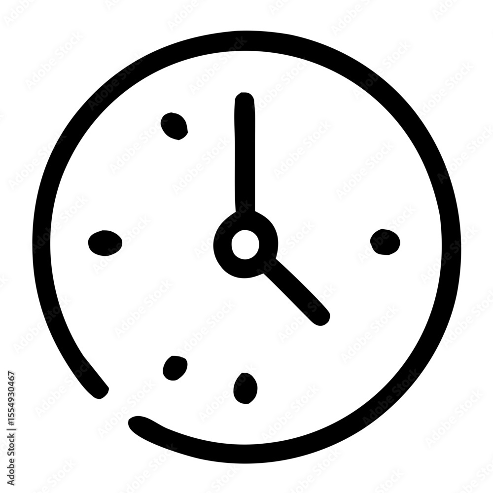 Poster simple handdrawn outline clock time hour watch icon design element