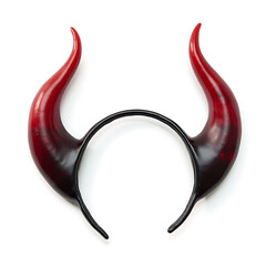 Devil horn headband with glossy red and black curved horns  