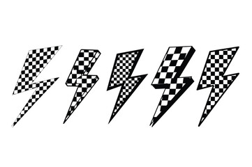 Checkered Lightning Bolt Clipart