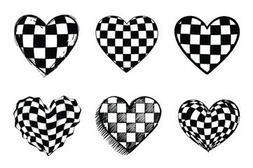 Checkered Hearts Graphic Pattern