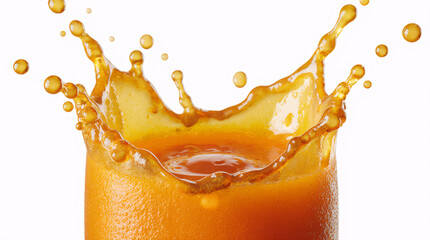 Mango with splash isolated on white background,orange Juice photo retouching