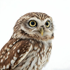 Owl with big eyes isolated on transparent background  