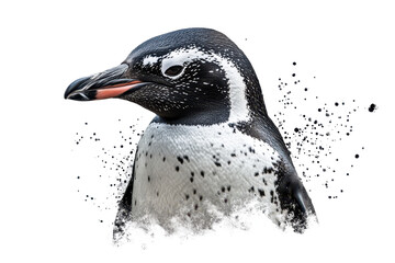 Naklejka premium Penguin standing alone on a transparent background showcasing its unique features and markings, captured in a clean and isolated composition