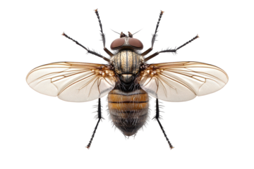 Detailed top view illustration of a fly showcasing its wings, body structure, and intricate features for educational purposes and biological studies
