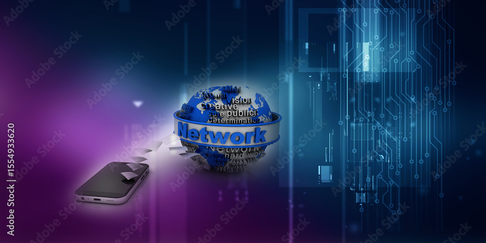 Poster 3d rendering transmitter mobile network