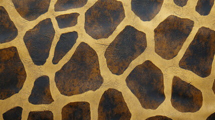 Close-up of Giraffe Skin Pattern Showing Irregular Brown Spots and Light Tan Outlines on Animal's Coat