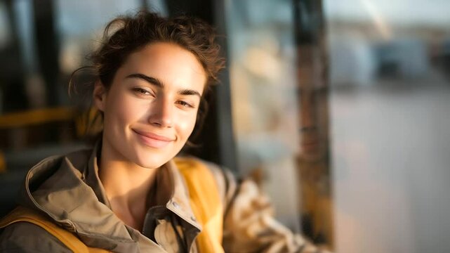 Driver maneuvering a bus in a depot yard with natural light