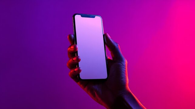 mobile phone in hand. Concept of technology