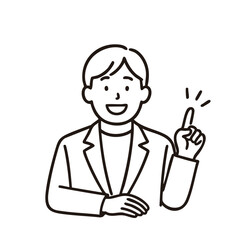 Businessman explaining key point, minimal line art illustration