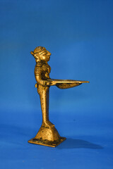 Brass Oil Lamp in Woman Form – Traditional Diya Sculpture for Ritual and Festival Use
