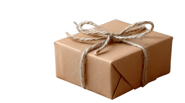 Gift of Simplicity: A charming, neatly-wrapped gift, tied with rustic twine, conveys heartfelt sentiments and embodies the art of giving.