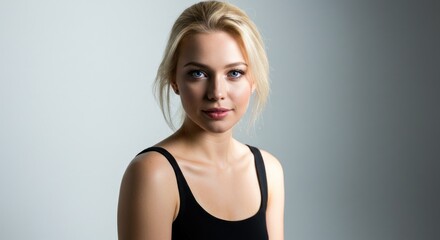 Fototapeta premium Woman portrait, neutral background