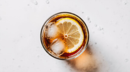 Bumble Coffee, Coffee with Orange Juice with Ice, Refreshing Drink on Light Grey Background
