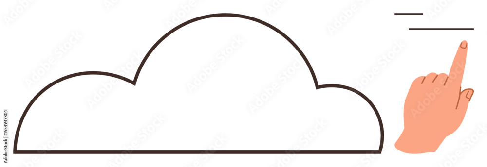 Aufkleber cloud outlined with a hand icon demonstrating touch navigation. ideal for tech, innovation, user int