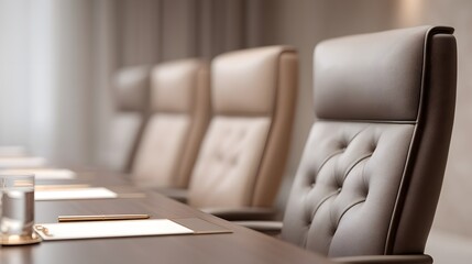 Leather Chairs and Tables in Quiet Meeting Room Interior
