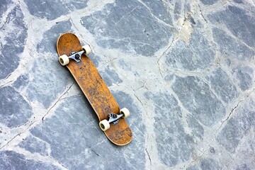 Skateboard on Stone Pavement, Urban Skateboarding Lifestyle
