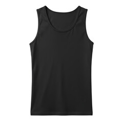 Black sleeveless cotton tank top mockup in high resolution. Great for showcasing apparel designs, branding, or product previews. Isolated on white or transparent background. PNG format.