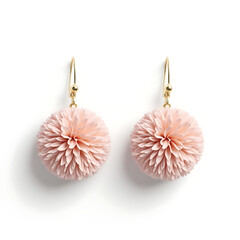 Pom-pom earrings with soft textured spheres and gold hooks  