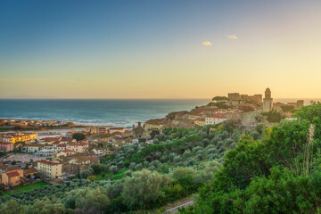 Castiglione della Pescaia, old village at sunset. Maremma, Tuscany, Italy