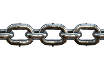 Obraz premium Silver metal chain cut out against a transparent background showcasing interconnected links in a modern design, ideal for industrial and decorative use