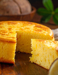 A close-up of freshly cut "Casabe" (cassava bread), flat and circular, a traditional staple food.