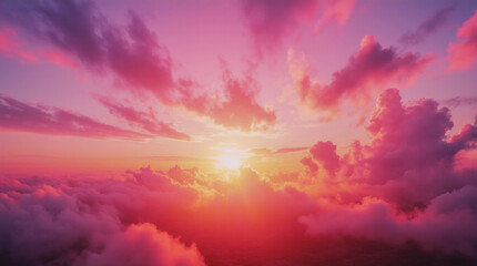 Pink, Purple, Sunset Sky Background in the evening sun down with colorful sunrise dramatic red, orange, yellow golden sunny summer sun light, Horizon bright nurture sunlight shiny Dusk sky clouds 