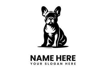 A black and white illustration of a French Bulldog sitting, ready.