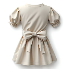 Children’s cream dress with puff sleeves and back bow detail  