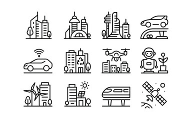 Naklejka premium Modern urban innovations and smart city concepts, vector illustration