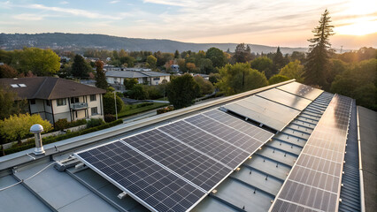 Rooftop Solar Panels in Urban Neighborhood – Harnessing Renewable Energy at Home