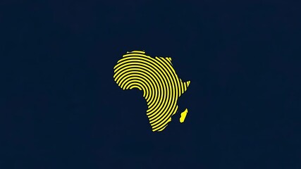 Abstract fingerprint map of Africa on a dark blue background, simple animation - Powered by Adobe