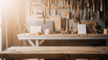 Empty wooden table and room interior decoration background, product montage display, window background.