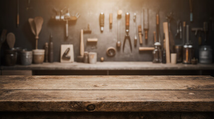 Empty wooden table and room interior decoration background, product montage display, window background.