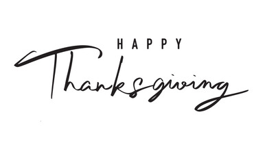 Happy thanksgiving day text font calligraphy hand written lettering script black color happy thanksgiving holiday celebration autumn season pumpkin september october november month Happy thanksgiving 