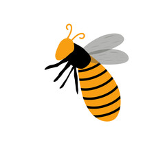 Honey bee animal illustration. Flat design bee illustration. Hand drawn bee illustration 