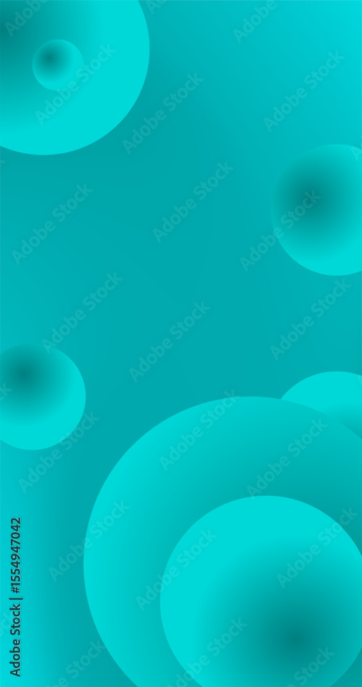 Poster gradient abstract background with circles in teal colors vector illustration mobile wallpaper design